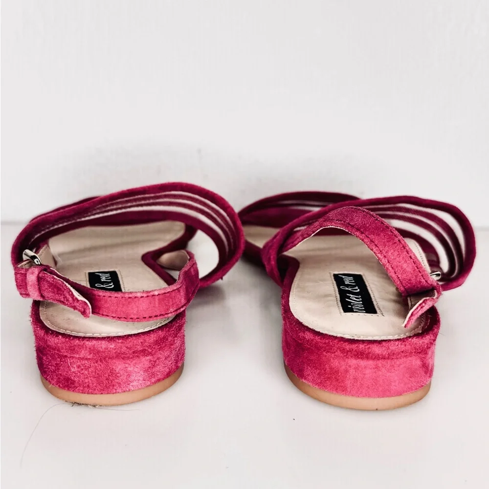 Violet & Red Marisol Mesh Insert Suede Sandal